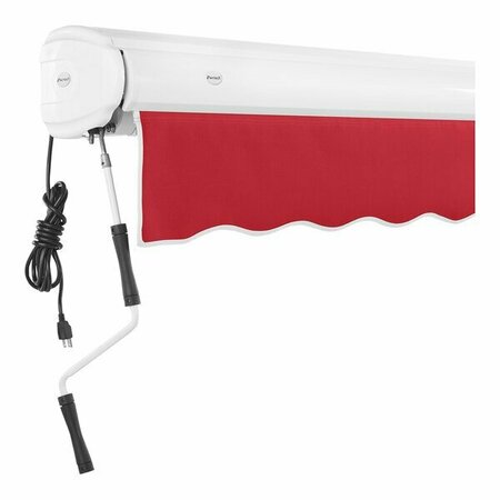 AWNTECH Key West 12' Red Heavy-Duty Left Motor Retractable Patio Awning with Protective Hood 237FCL12R